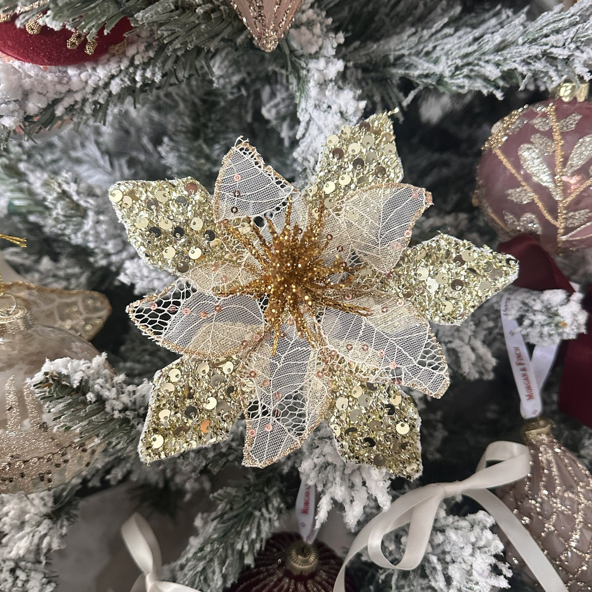 Sparkle Petal Poinsettia Clip On