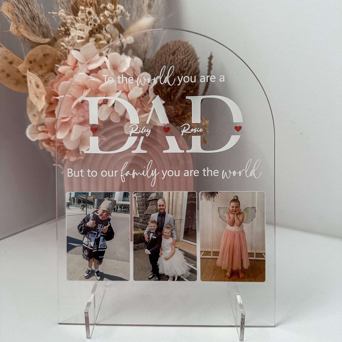 Arched Printed Photo Frame - To The World You Are A Dad