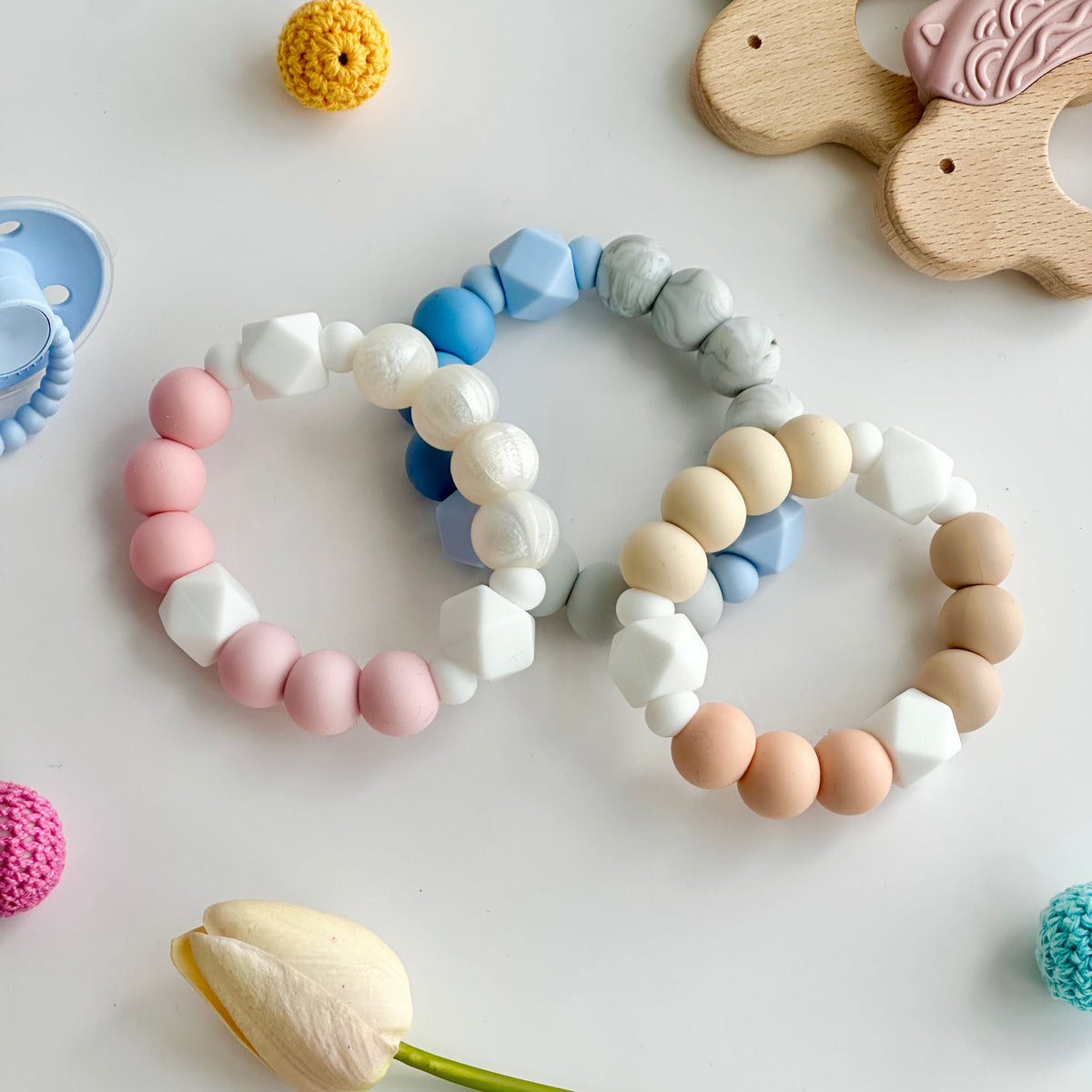 Triple Toned Silicone Teether