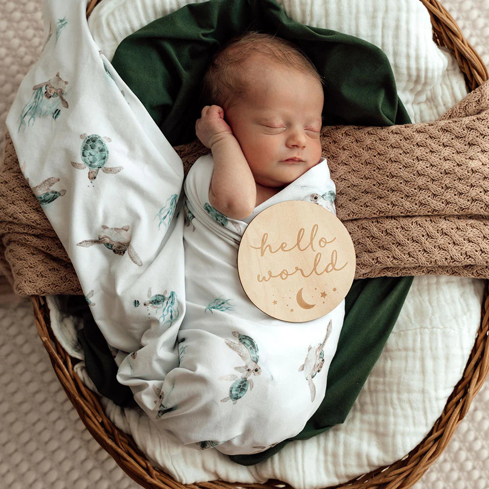 Turtle Baby Jersey Wrap & Beanie Set