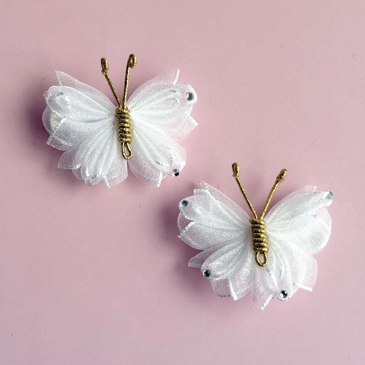 Tulle Butterfly Hair Clip (Twin Pack) - White