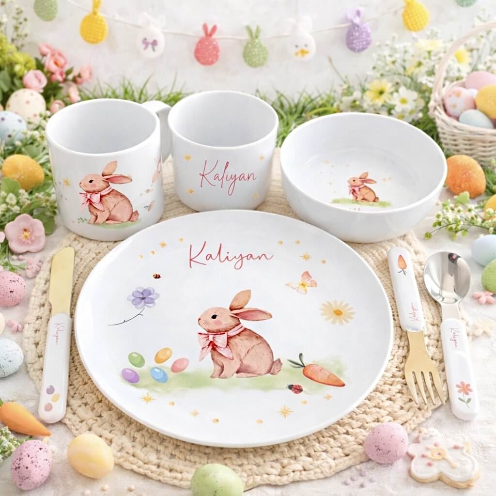 Personalised Kids Dinner Set - Easter Bunny