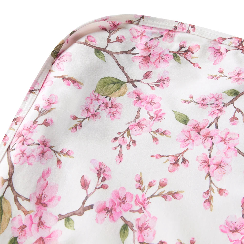 Cherry Blossom Organic Jersey Wrap & Topknot Set