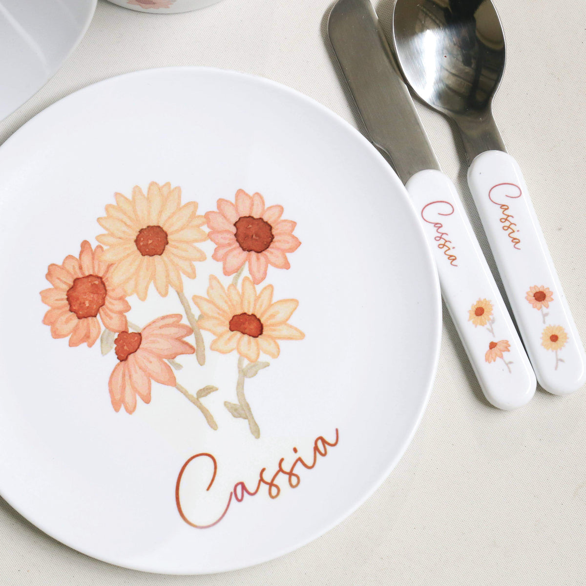 Personalised Kids Dinner Set - Daisy Floral