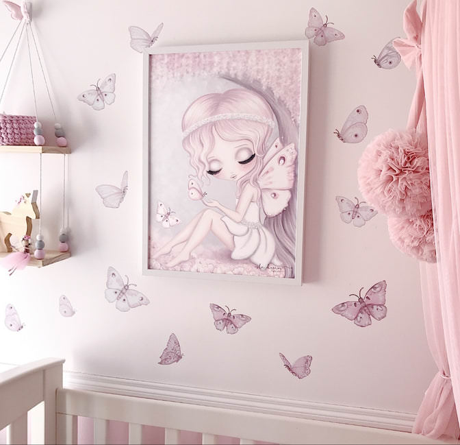 Butterflies ‘Fairy magic.’ Fabric Wall Decals A2 | Removable Fabric Wall Decals | Isla Dream