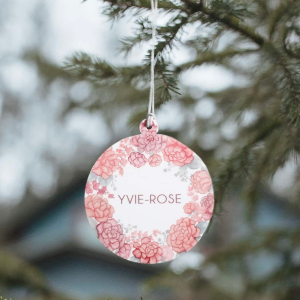 Christmas Ornament - Personalised Floral Boarder