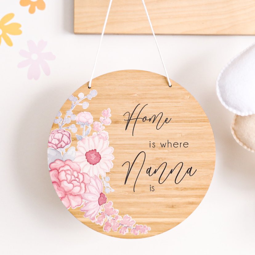 Home Is Where Nanna Is Round Bamboo Plaque