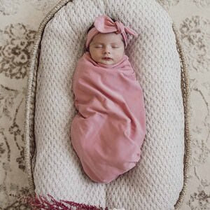 Jewel Pink Baby Jersey Wrap &amp; Topknot Set