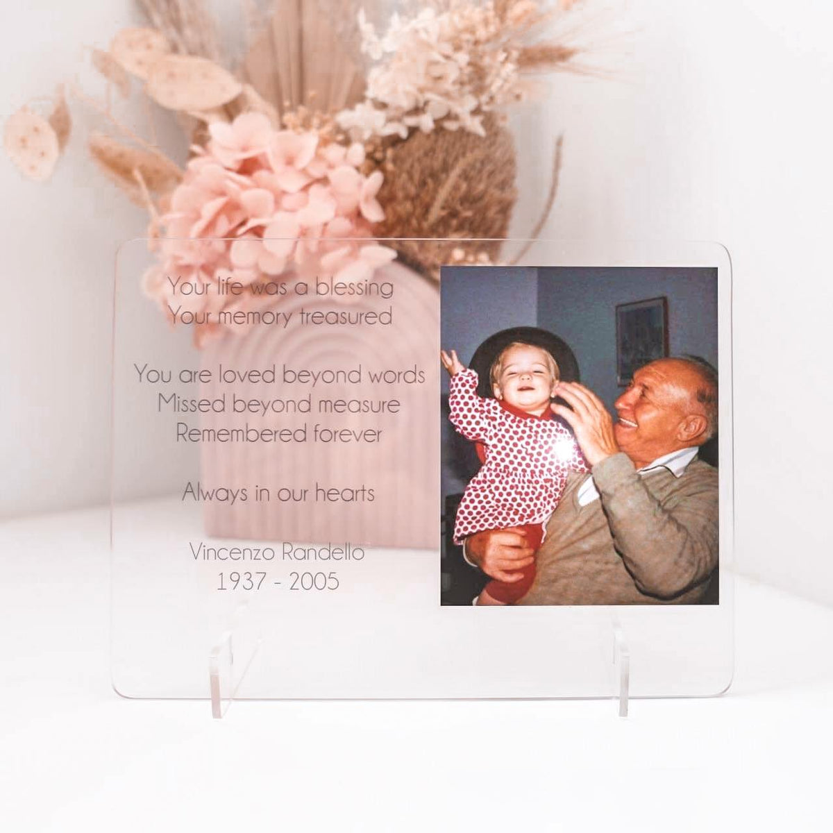 Transparent Acrylic Printed Photo Frame - Always in our hearts