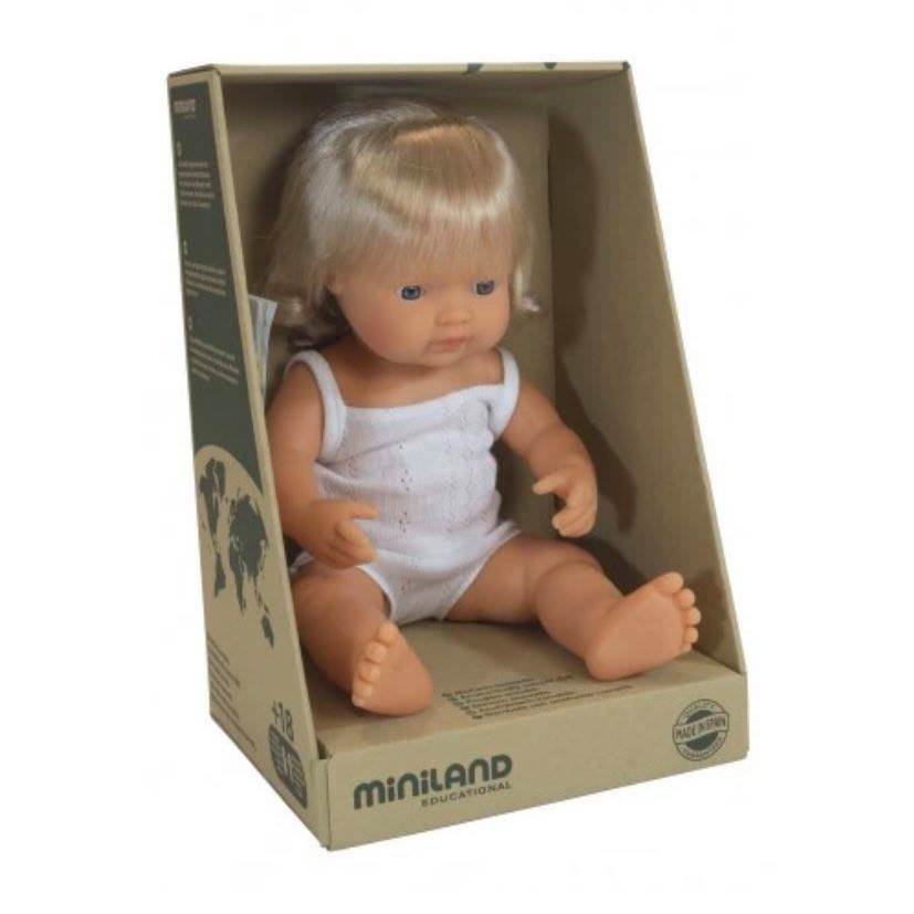 Miniland Doll - Caucasian Girl, Blonde Hair 38cm