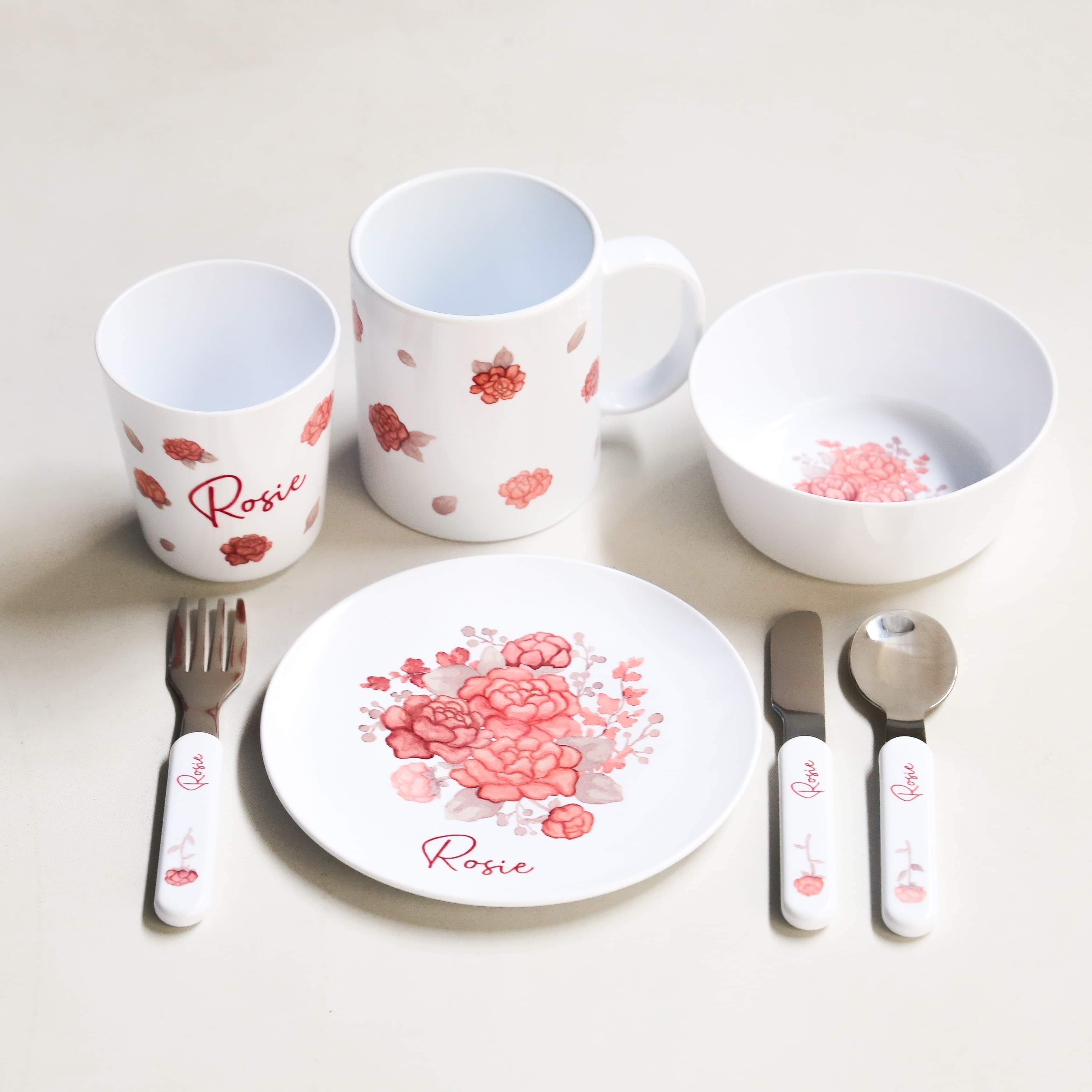 Personalised Kids Dinner Set - Rosie Floral