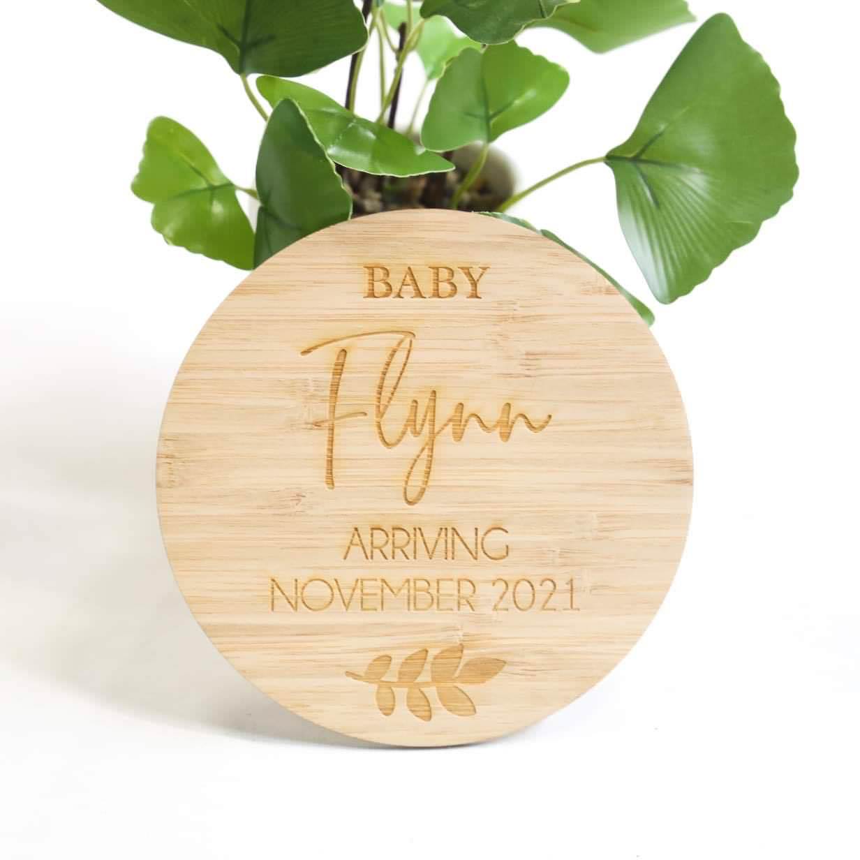 Pregnancy Announcement Plaque - Baby Name