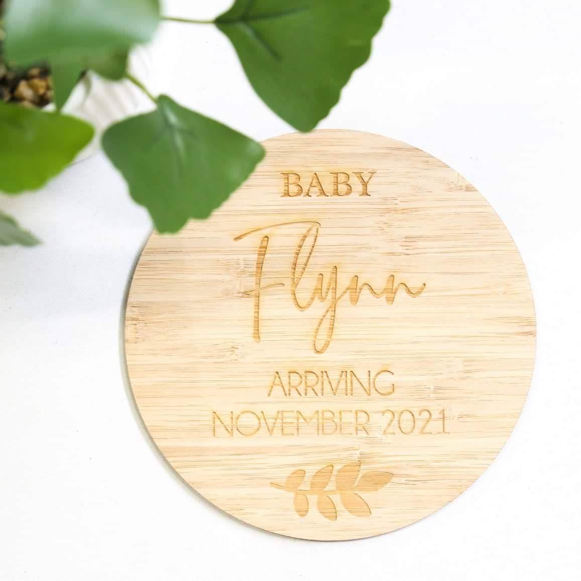 Pregnancy Announcement Plaque - Baby Name