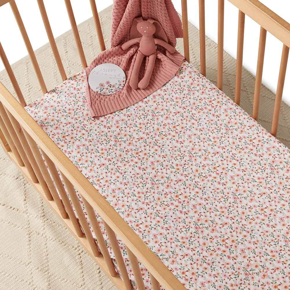 Spring Floral Fitted Cot Sheet CMC Gold - Main Image