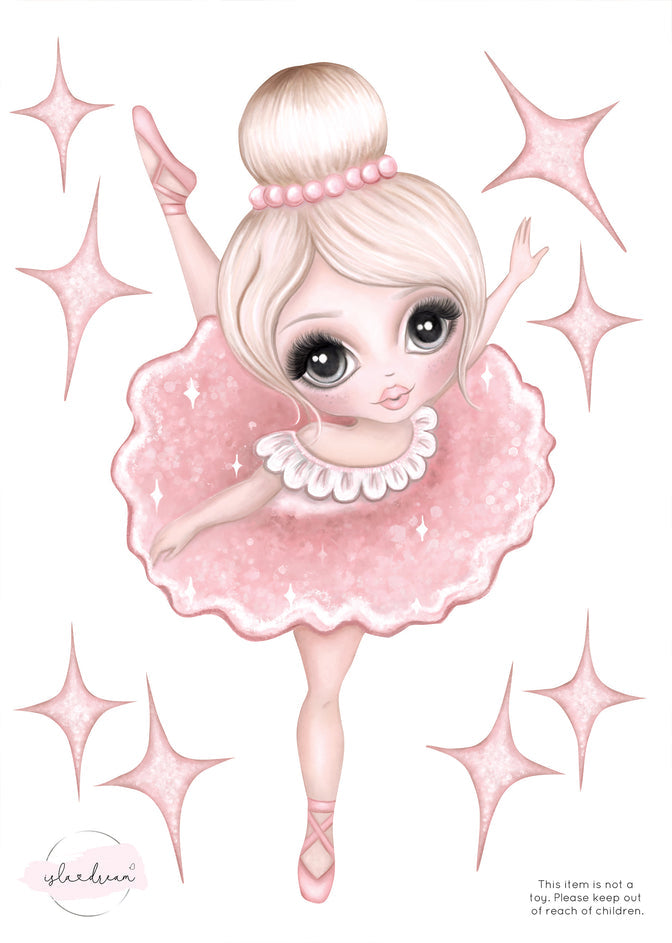 &#39;Bella the Ballerina&#39; Fabric Wall Decals A4 | Removable Fabric Wall Decals | Isla Dream