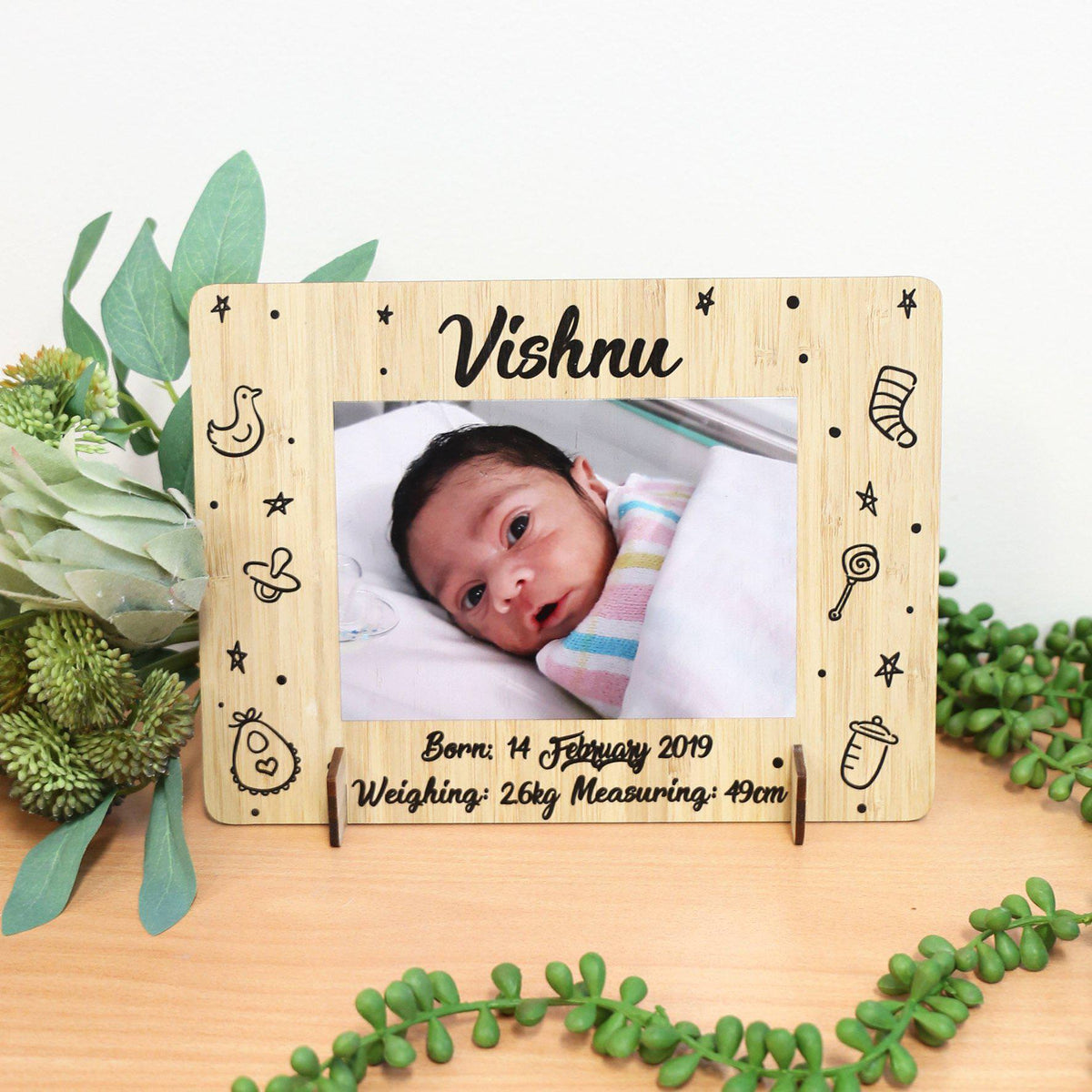 Birth Details Printed Photo Frame with illustrations
