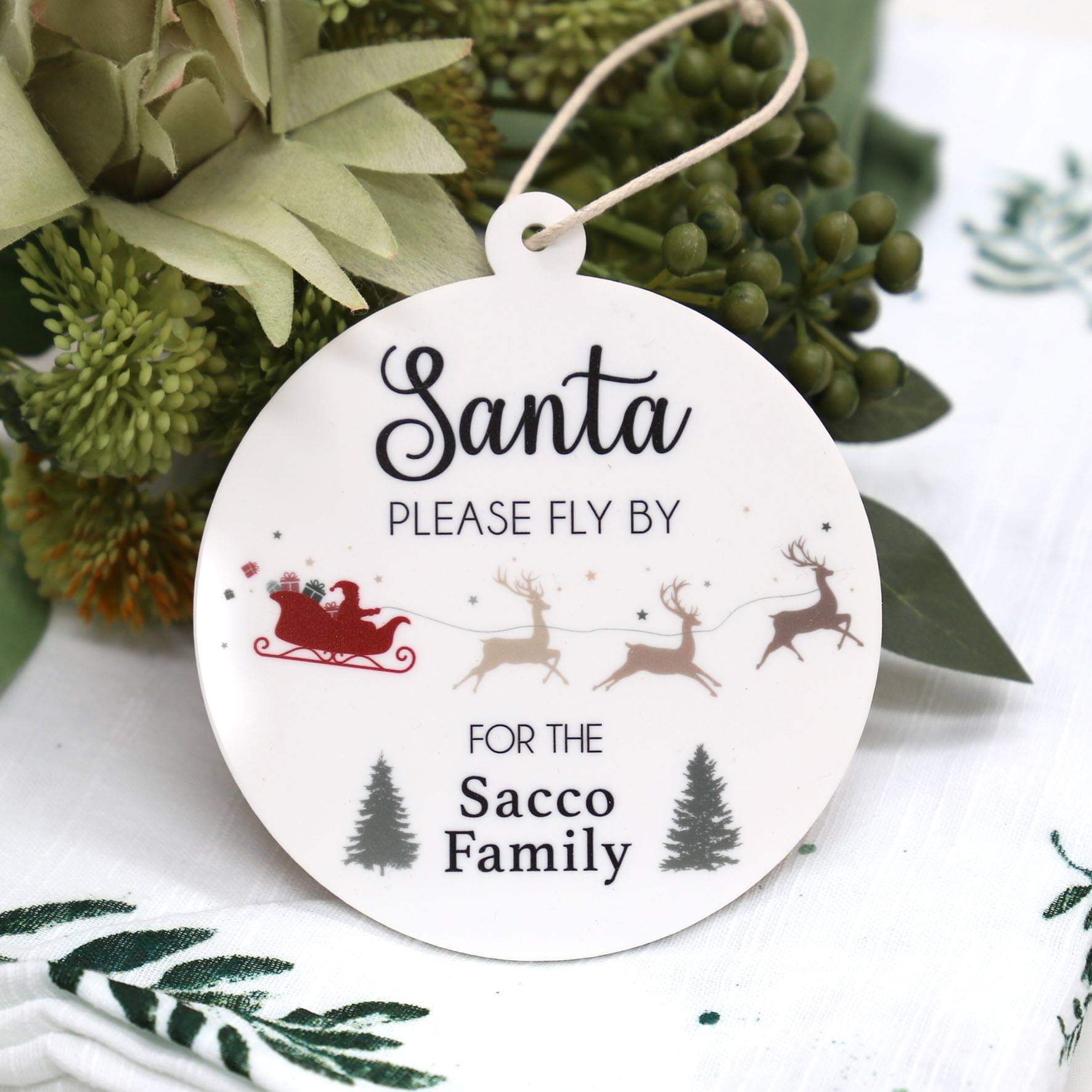 Christmas Ornament - Santa Fly By