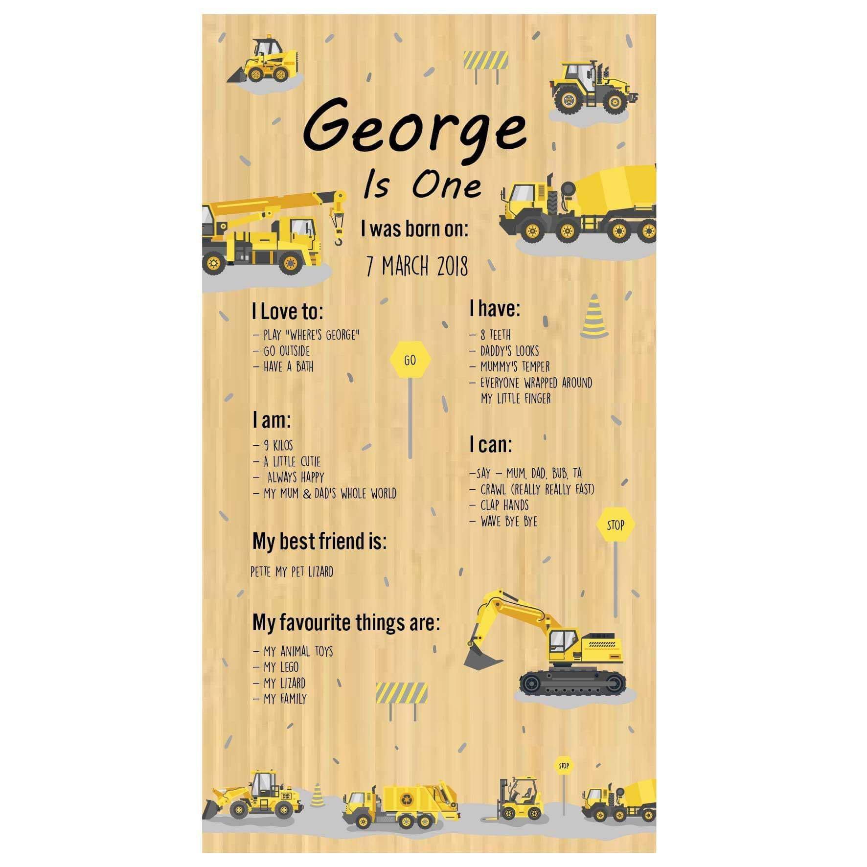 Construction Theme Birthday Board