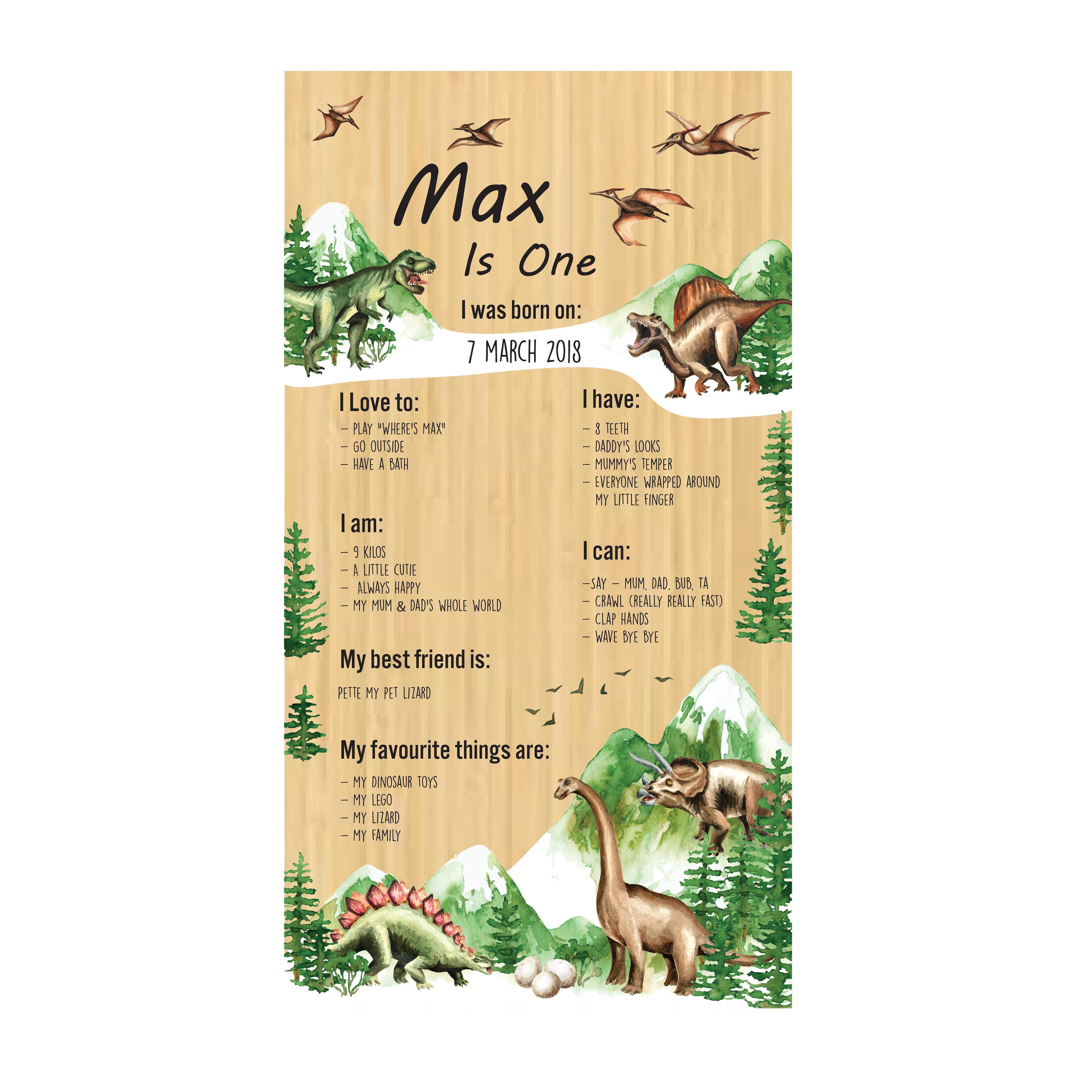 Dinosaur Birthday Board