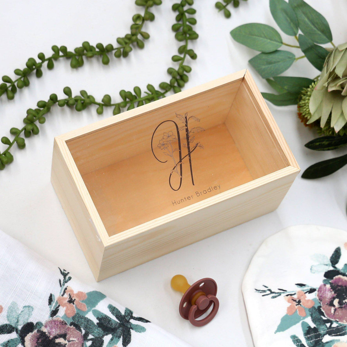 Girls Botanical Letter- Keepsake Box