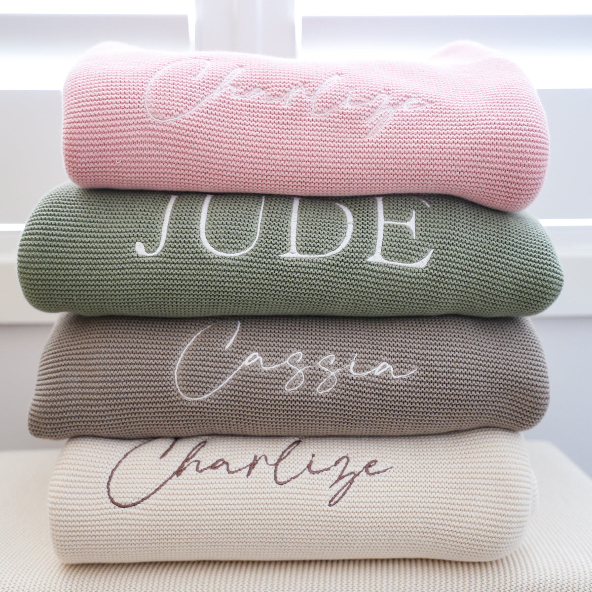 Personalised Embroidered Blanket | Ribbed Edging