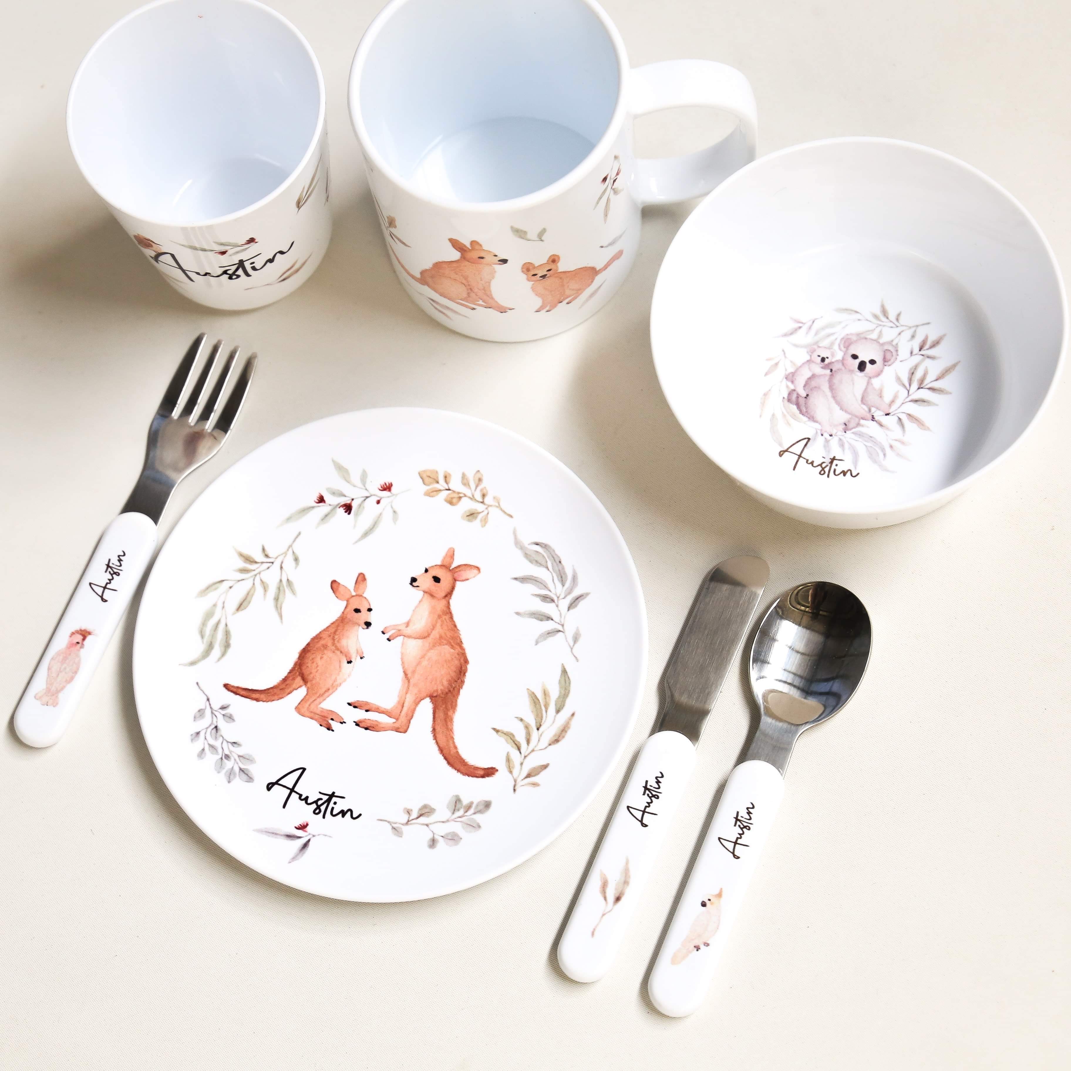 Personalised Kids Dinner Set - Australian Animals