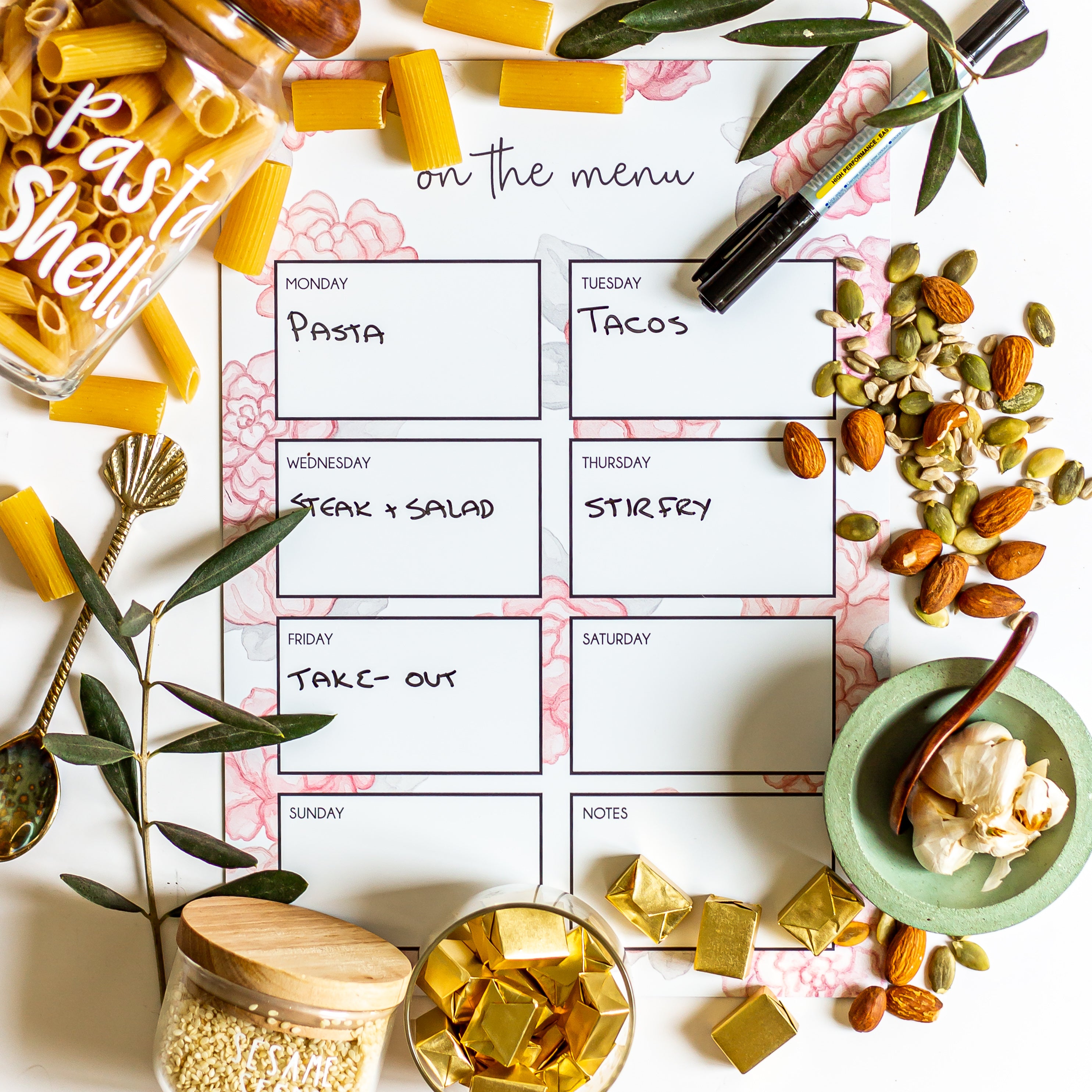 On the Menu Planner (Full Magnetic Printed Planner) Floral