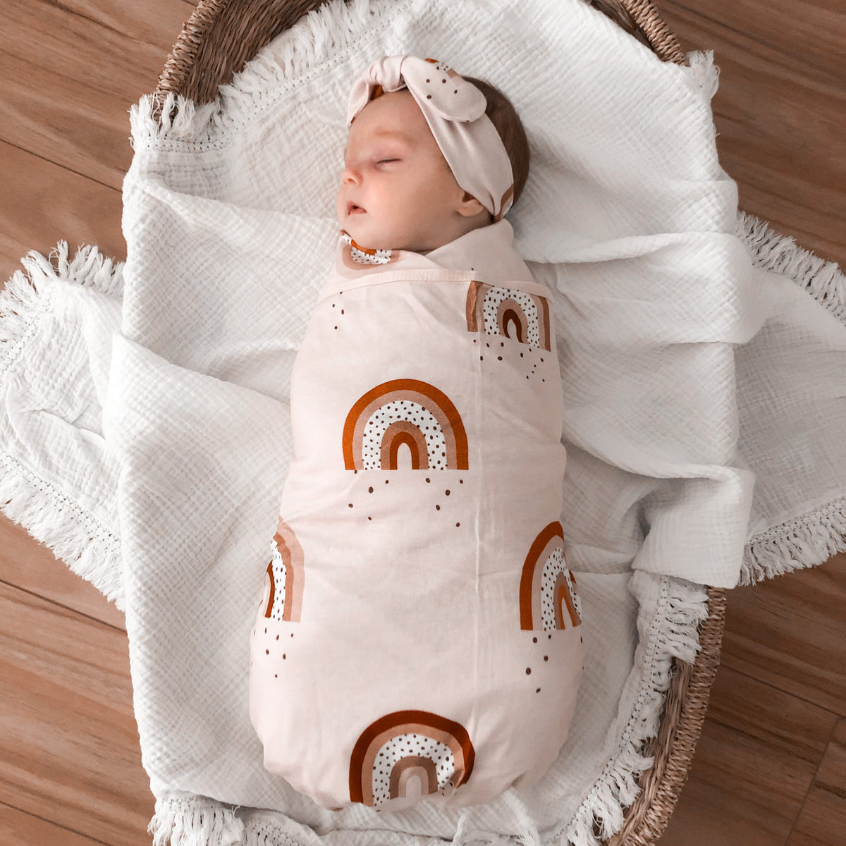 Blush Earthy Rainbow Swaddle Set