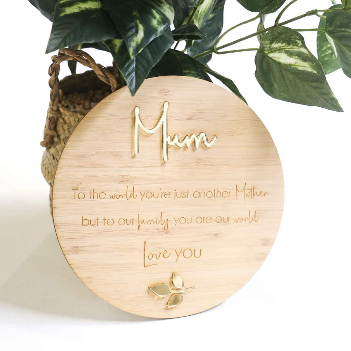 Our World - 3D Mum Bamboo Plaque