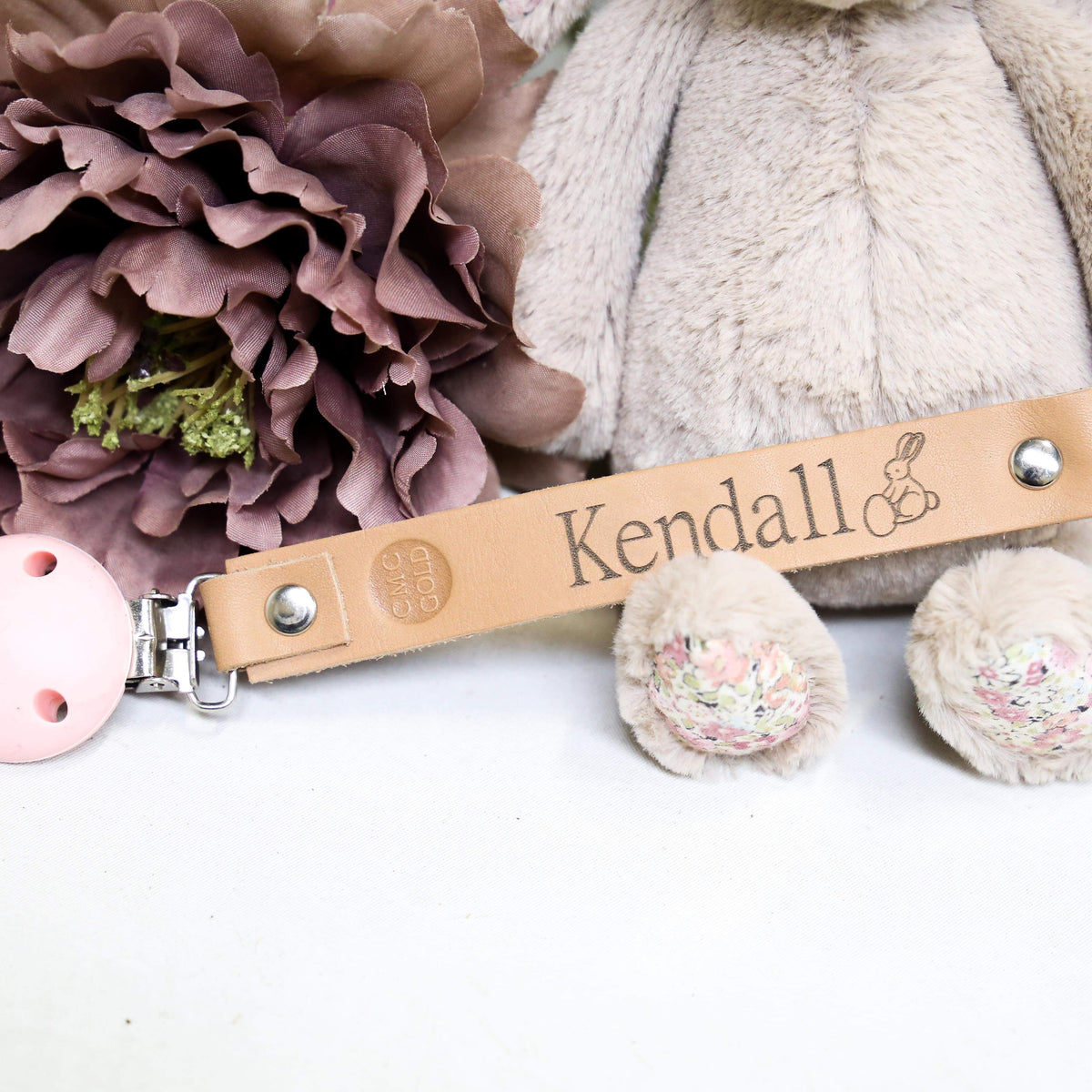 Personalised Easter Leather Dummy Clip