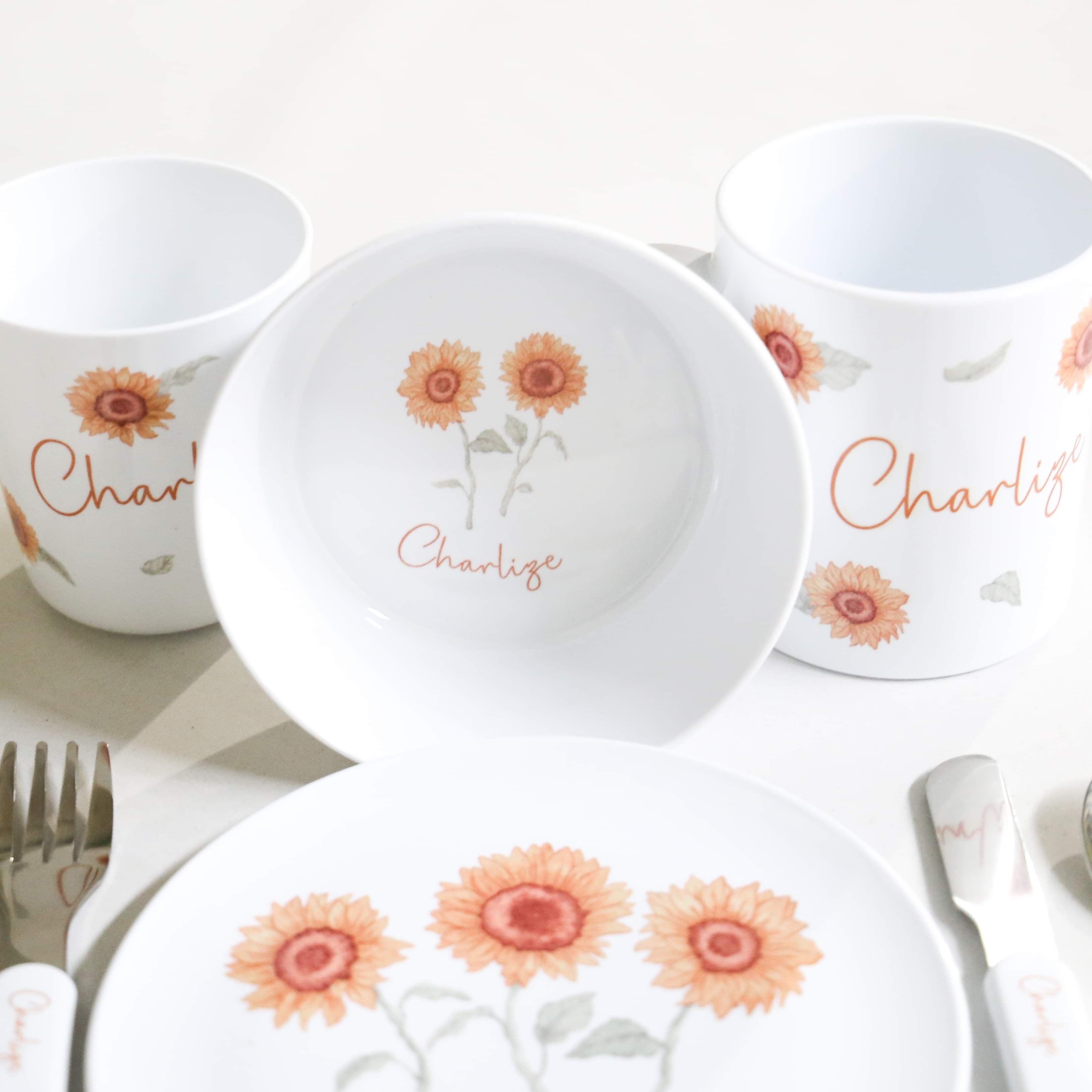 Personalised Kids Dinner Set - Sunflower