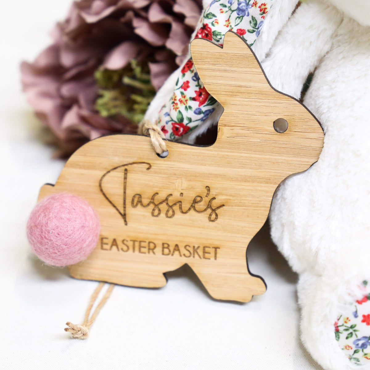 Fluffy Bunny Tail Easter Basket Tag