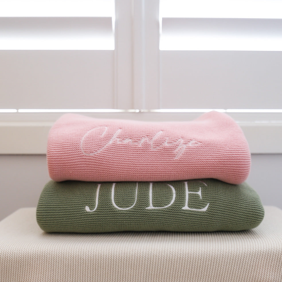 Personalised Embroidered Blanket | Ribbed Edging