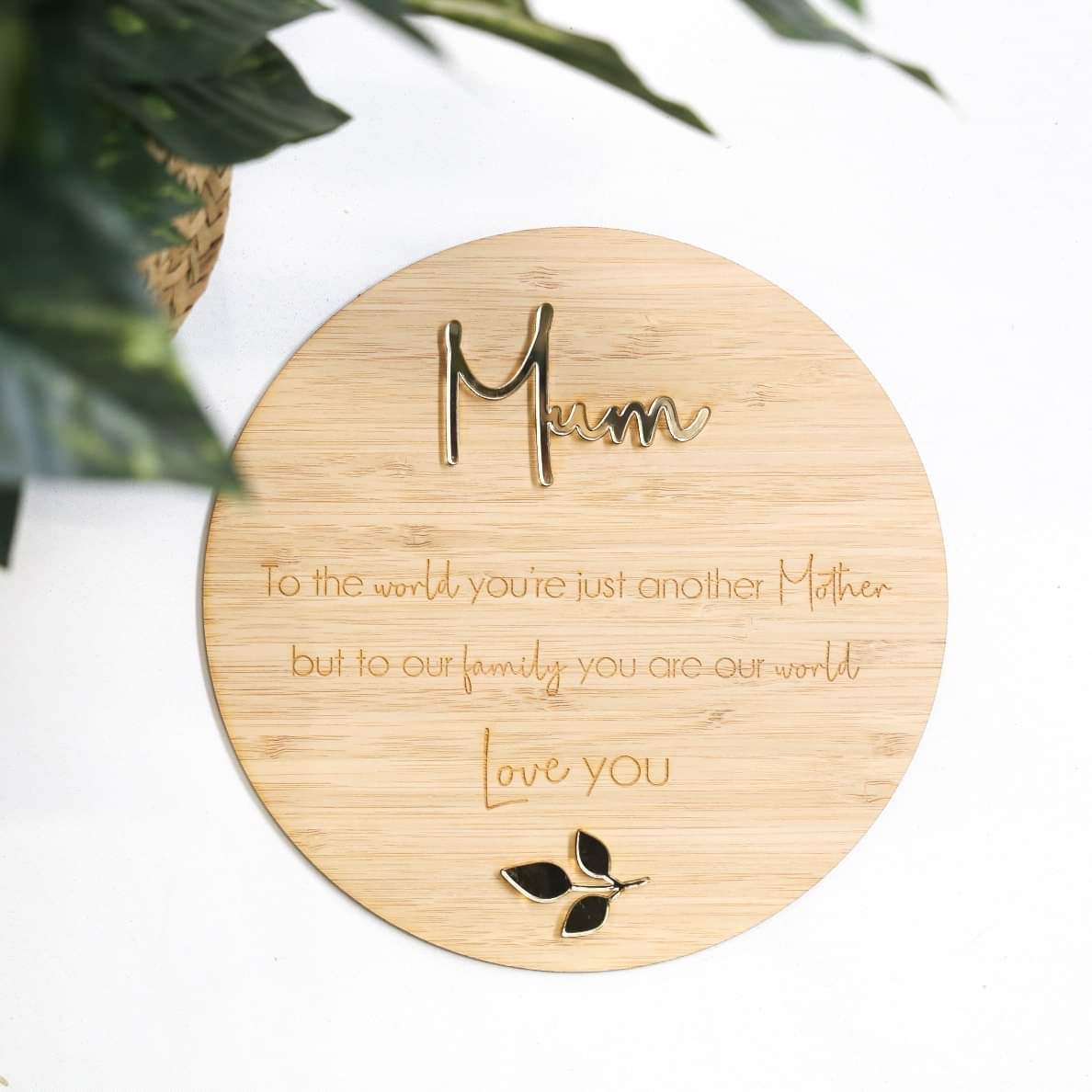 Our World - 3D Mum Bamboo Plaque