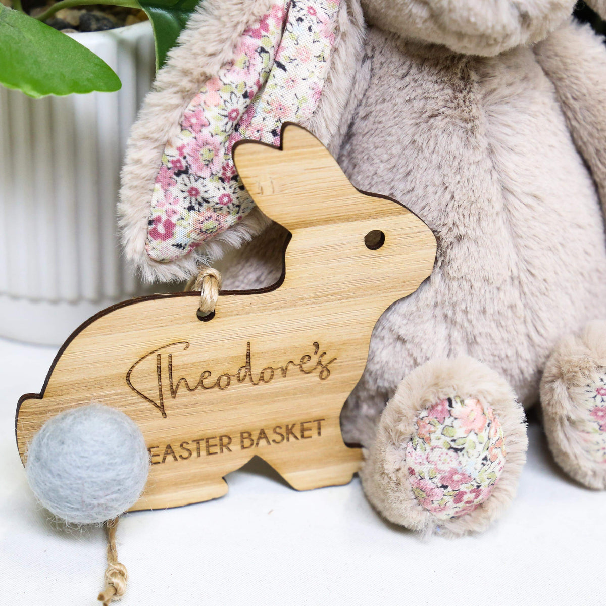 Fluffy Bunny Tail Easter Basket Tag