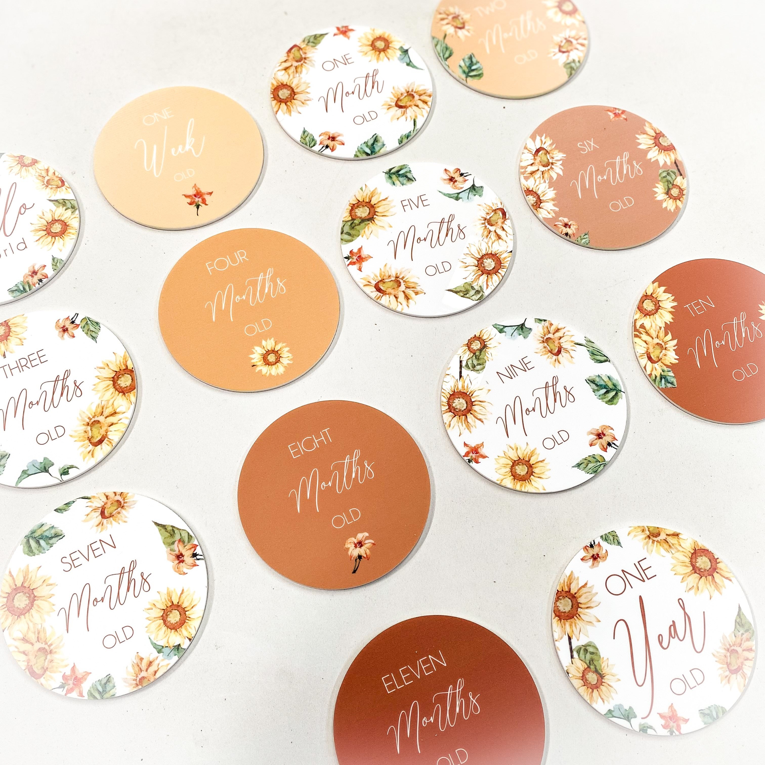 Mustard - Sunflower Printed Milestone Cards (set of 14)