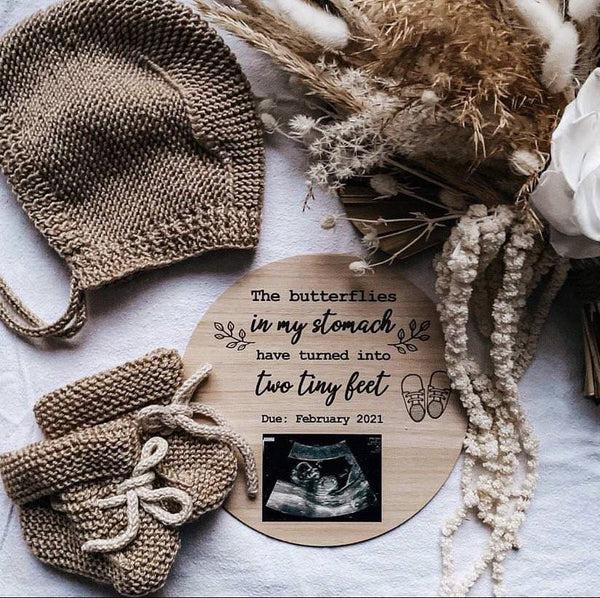 Pregnancy Announcement Plaque Butterflies in my Stomach CMC Gold