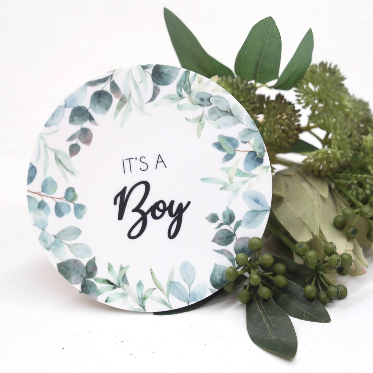 It&#39;s a Boy - leafy Boarder Birth Announcement Plaque