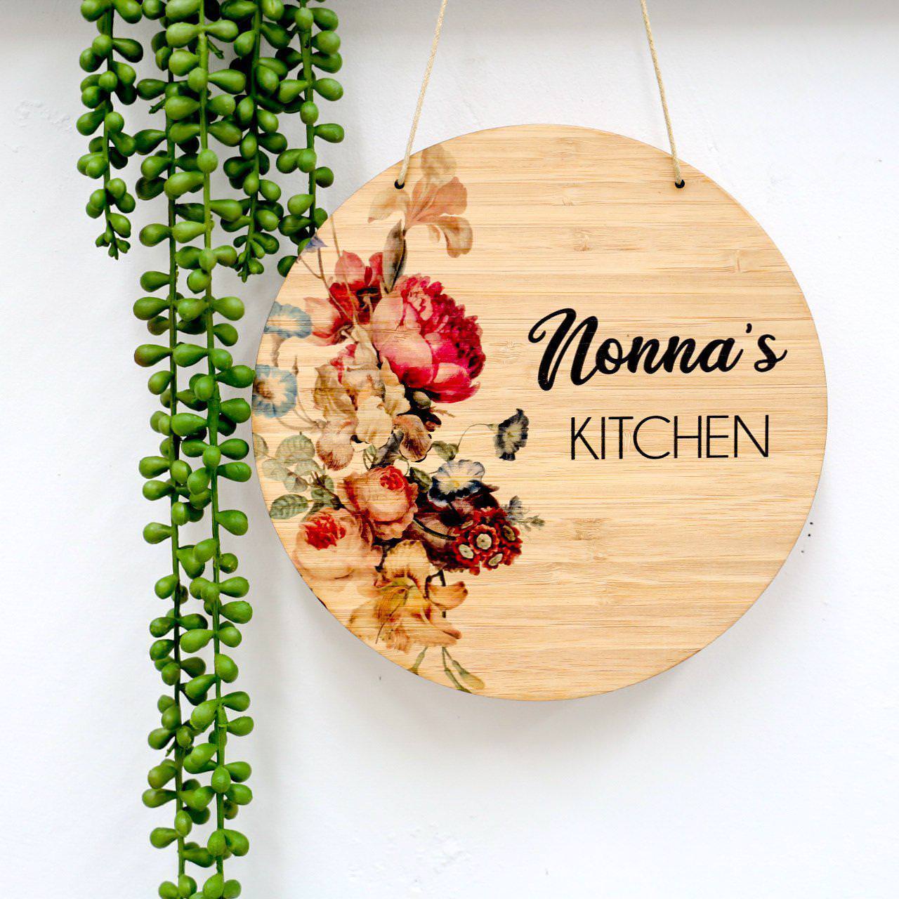 Nonna's Kitchen Round Bamboo Plaque