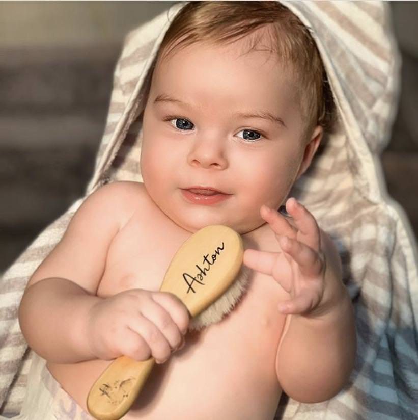 Personalised Baby Hair Brush CMC Gold