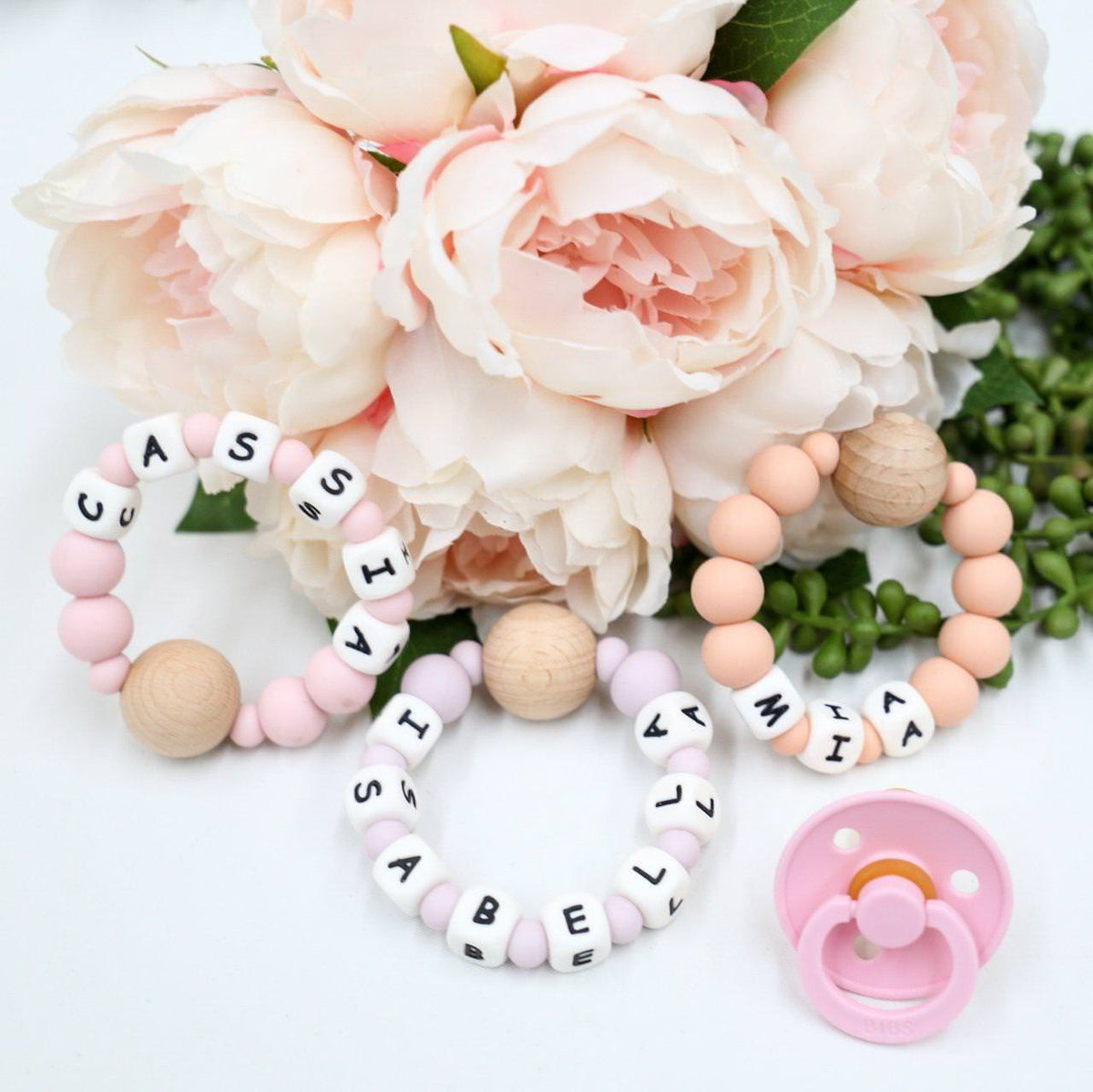 Personalised Beech Wood &amp; Silicone Teether