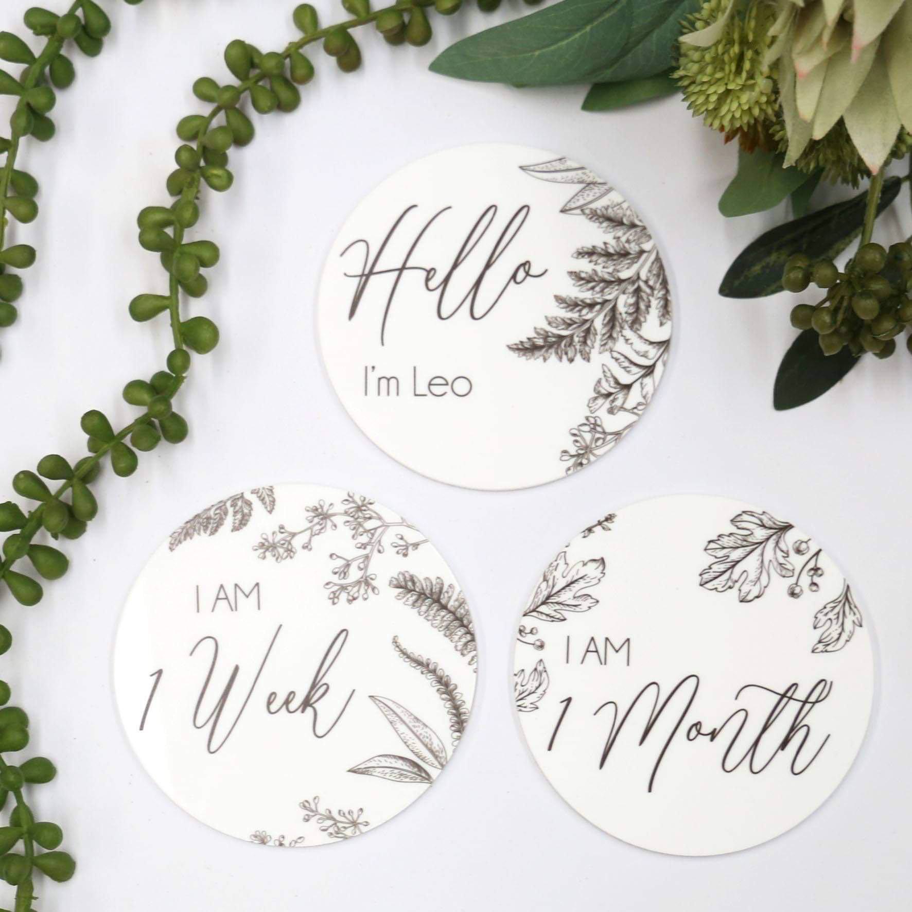 Personalised Foliage Milestone Cards (set of 14)