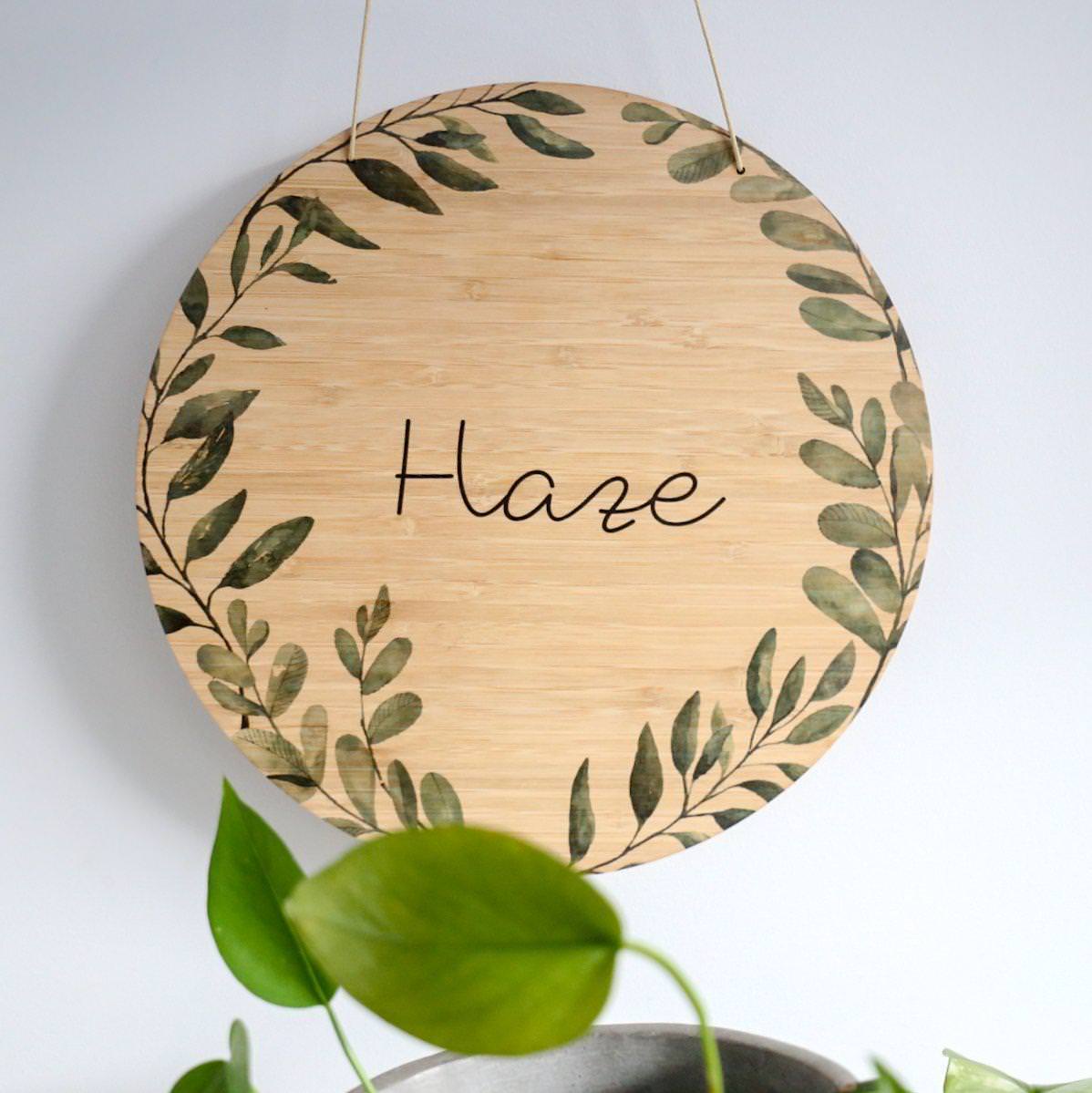 Printed Round Plaque- Green Foliage Plaque