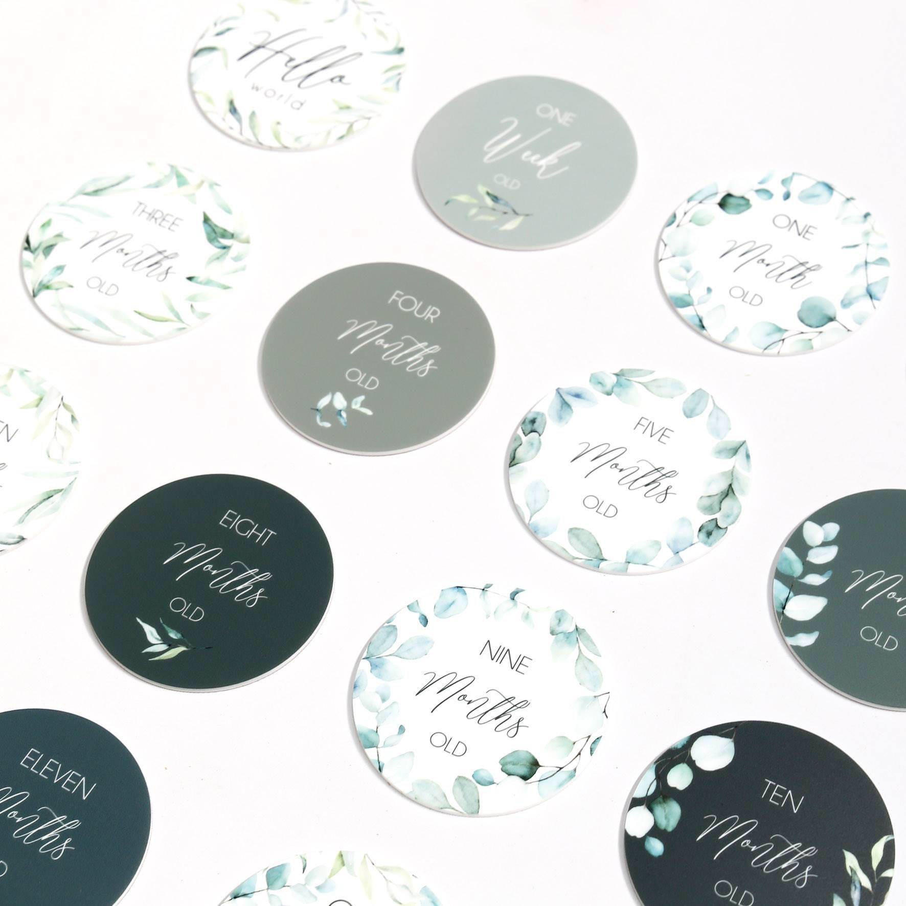 Sage - Foliage Printed Milestone Cards (set of 14)