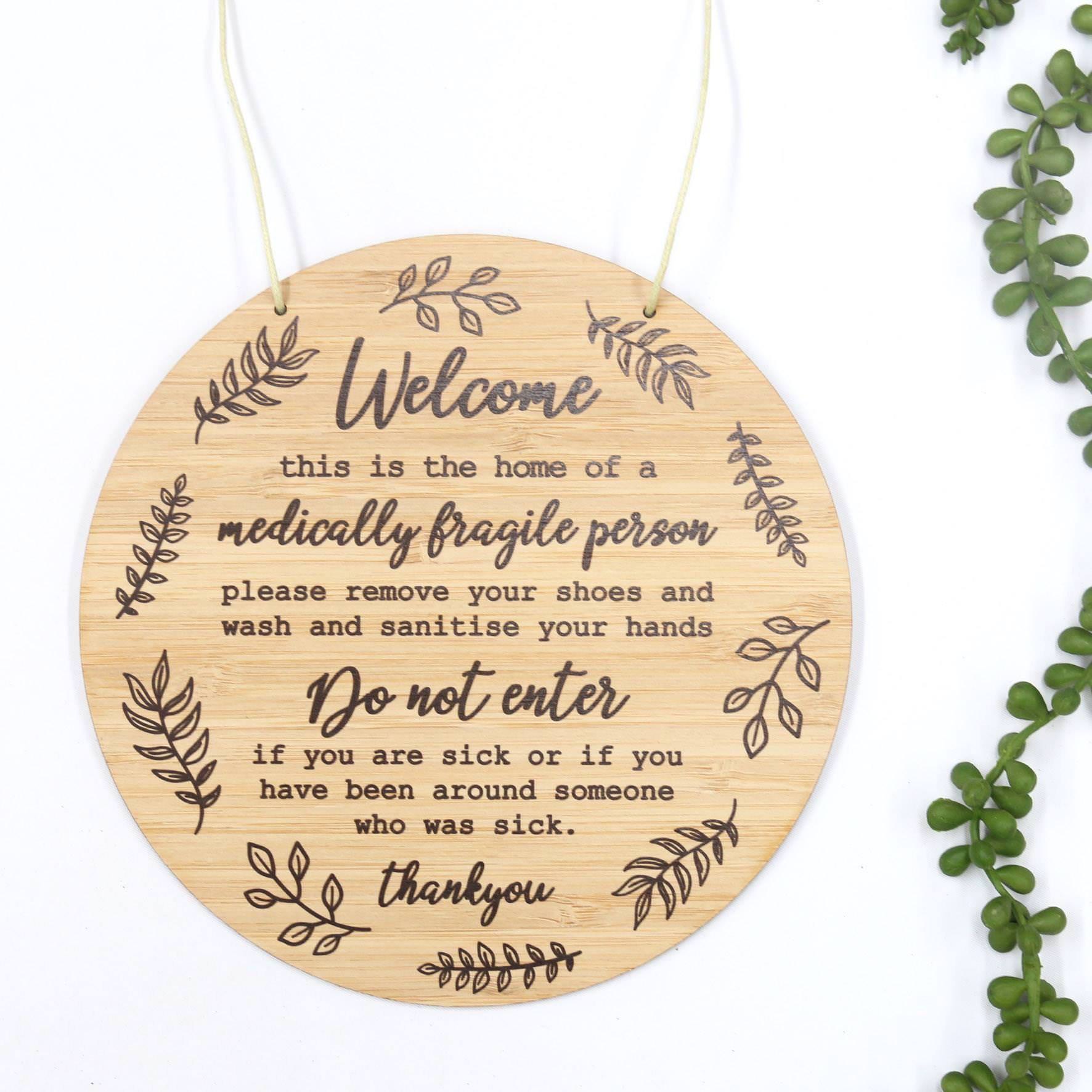 Shoes off! Medically Fragile Person Printed Plaque