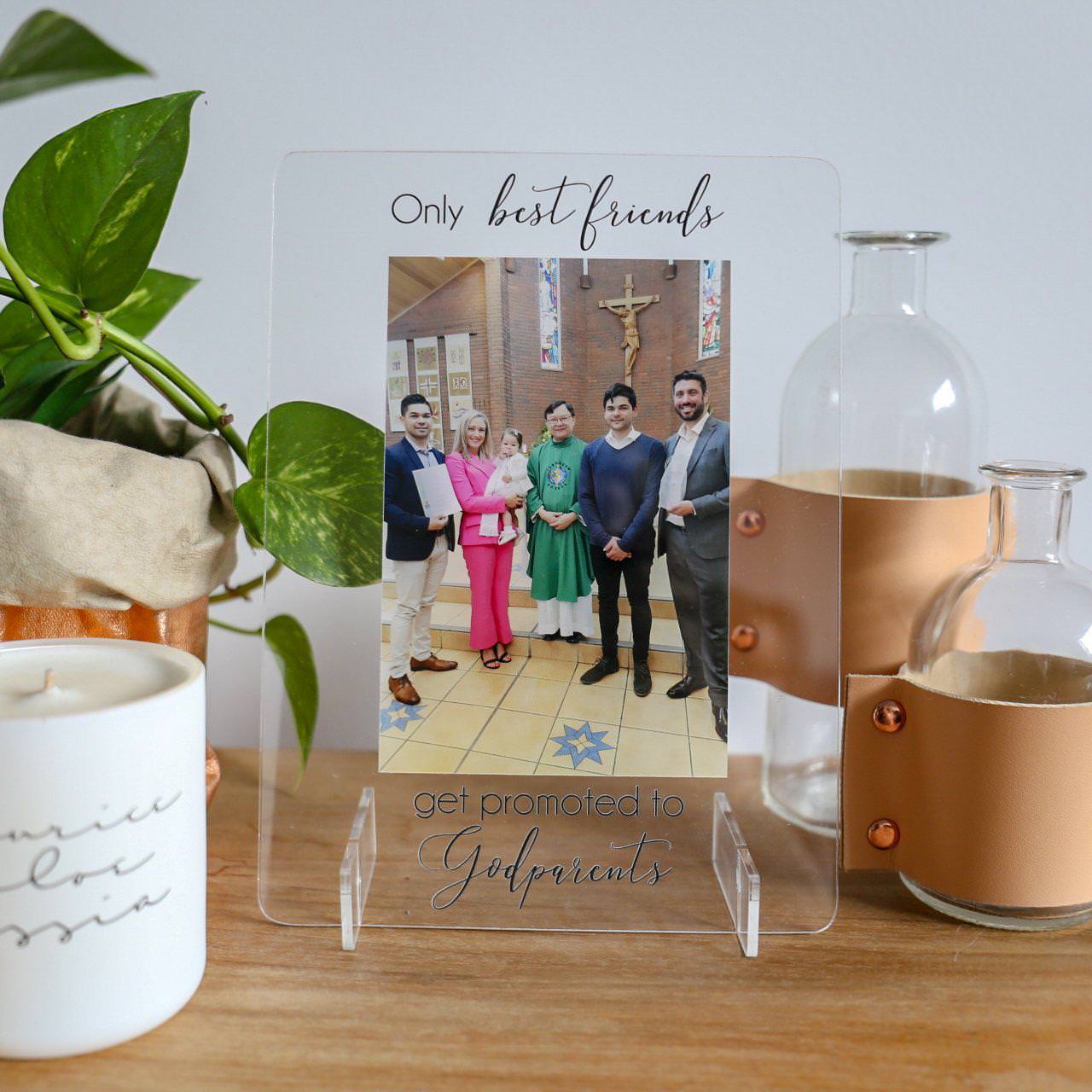 Transparent Printed Photo Frame - Godparents
