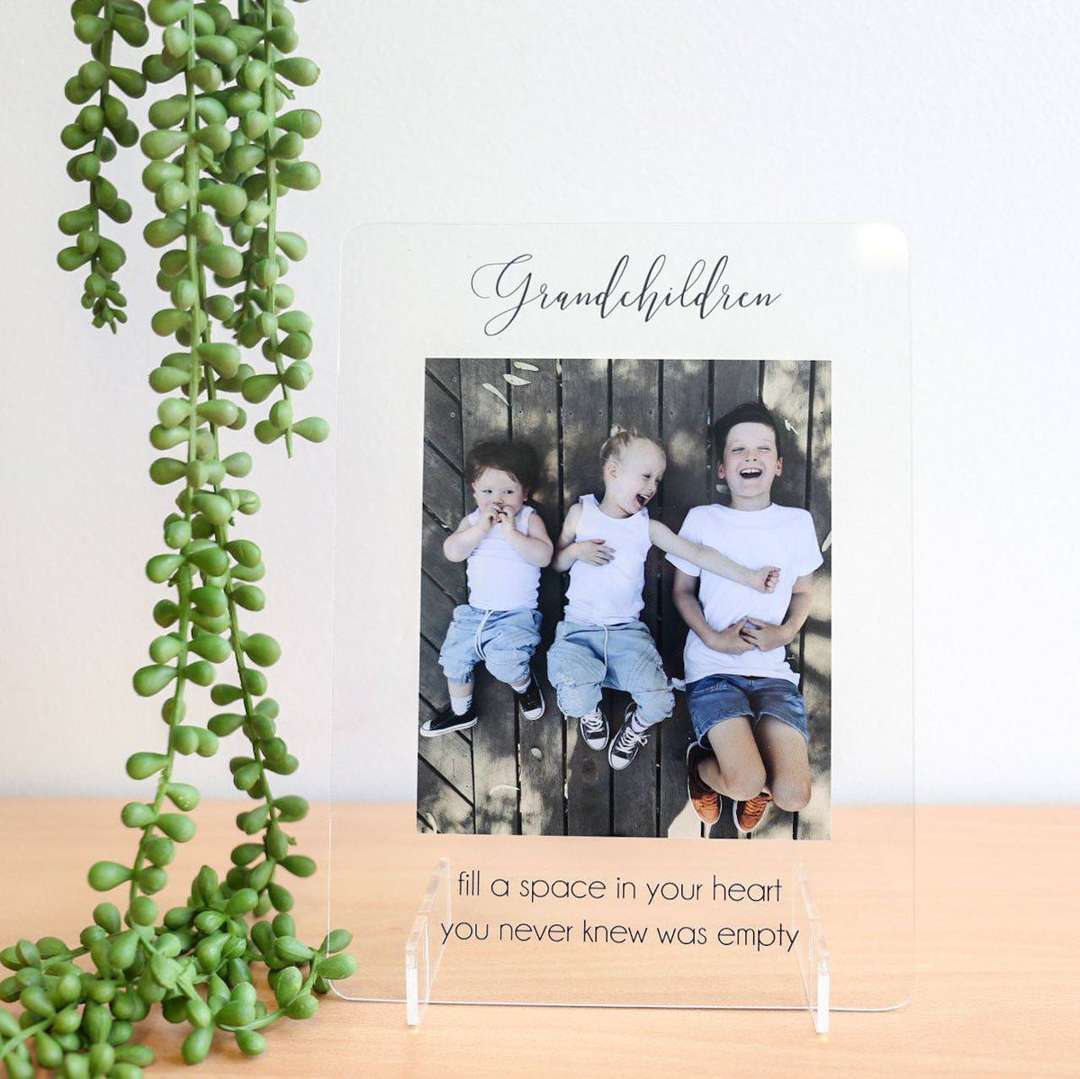 Transparent Printed Photo Frame - Grandchildren fill hearts