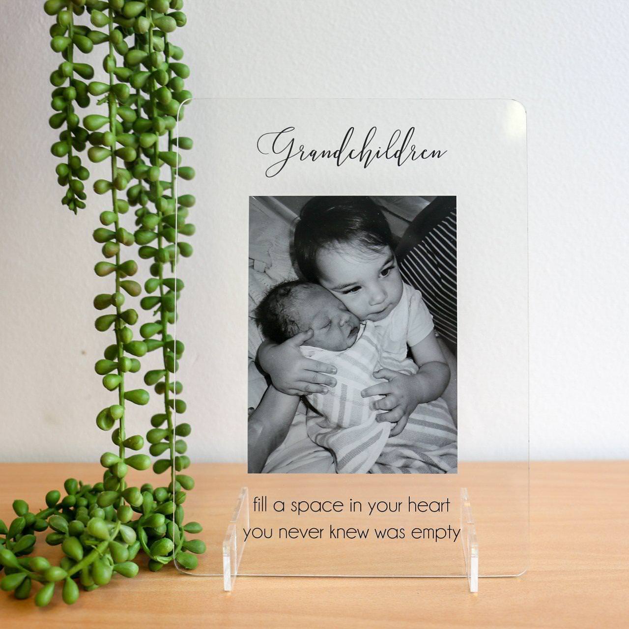 Transparent Printed Photo Frame - Grandchildren fill hearts