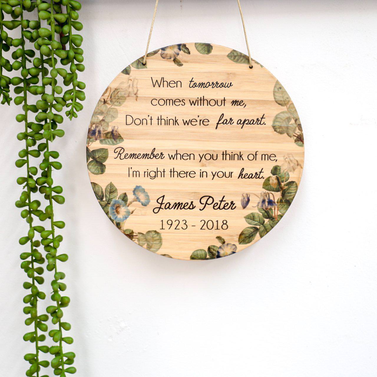 When Tomorrow Comes Memorial Plaque